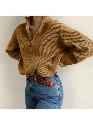 Zip polo brown sweater HF0216-05-01