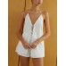 Cotton & Linen Backless Halter Top With Shorts Set