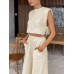 Utility Linen Two Piece Wide Leg Pants Set