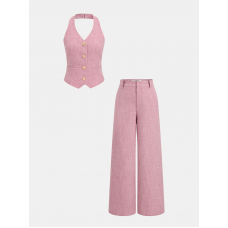 Halter Vest & Wide Leg Pants Set