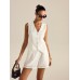 Cotton Button Detail Vest Top With Pockets Shorts Set