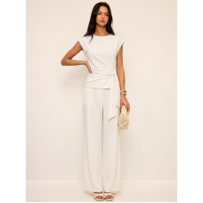 Tie Waist Sleeveless Top & Wide Leg Pants Set