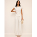 Tie Waist Sleeveless Top & Wide Leg Pants Set