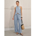 Halter Neck Top & Wide Leg Pants Set
