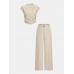 Sleeveless Ruched Top & Wide-Leg Pants Set