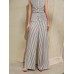 Striped Mid-Waist Wide Leg Pants
