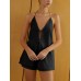 Cotton & Linen Backless Halter Top With Shorts Set