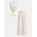 Cross-Tie Crop Top & Wide-Leg Pants Set