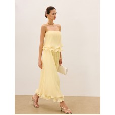 Pleated Layered Ruffle Skirt Set