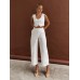 Solid  Asymmetrical Straight Leg Pants Set