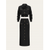 Metal Button Collared Cardigan and Midi Skirt Set
