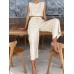 Utility Linen Two Piece Wide Leg Pants Set