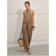 Halter Neck Top & Wide Leg Pants Set