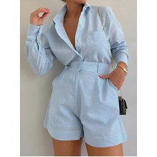 Long Sleeve Loose Shorts Set