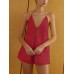 Cotton & Linen Backless Halter Top With Shorts Set
