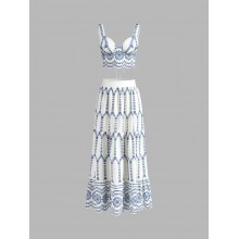 Printed Sleeveless Tie Back Skirt Set