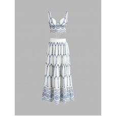 Printed Sleeveless Tie Back Skirt Set